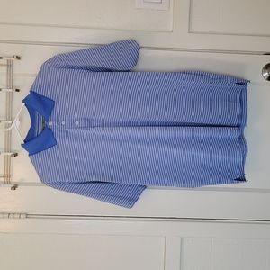 Blue White Stripe Performance Polo Shirt